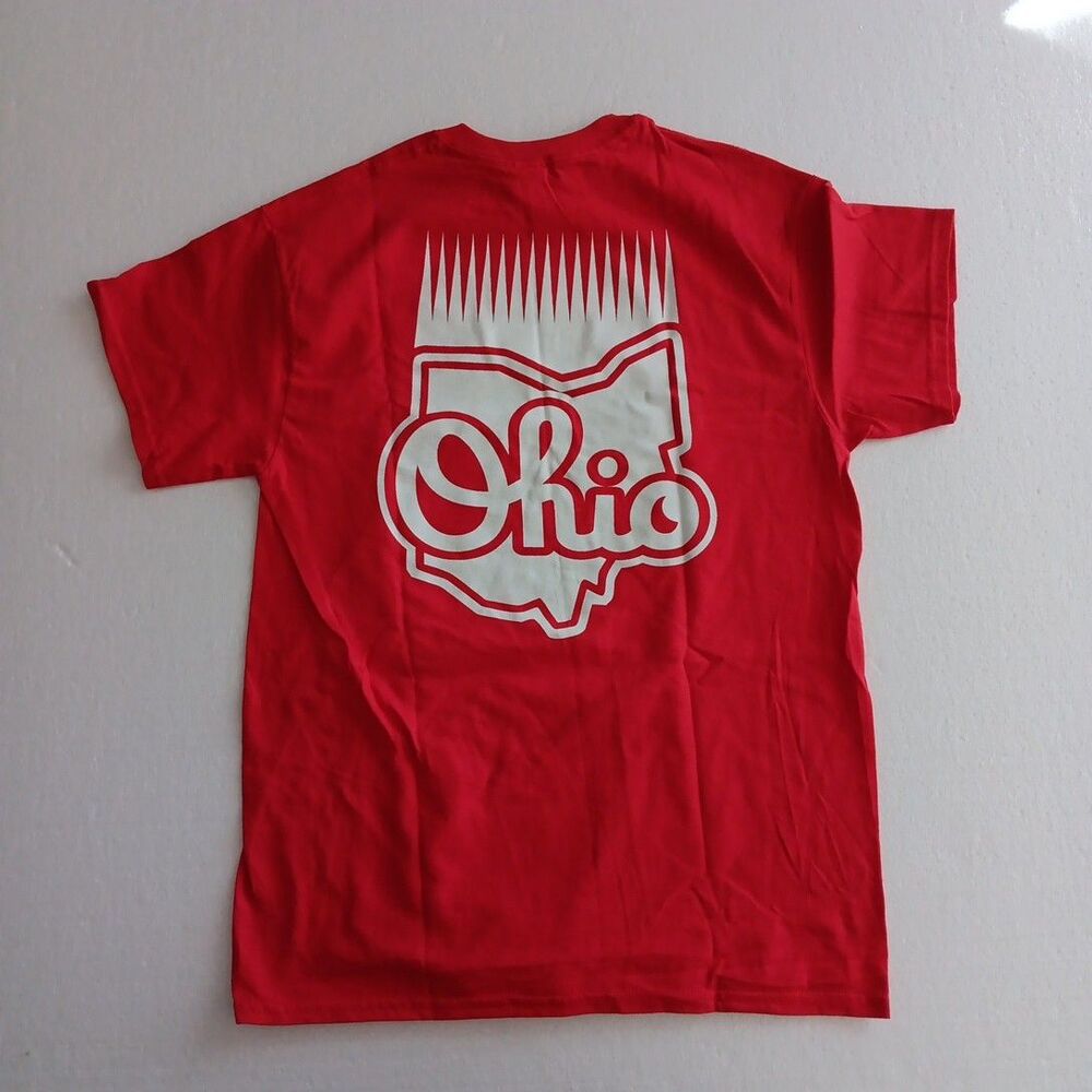USAFA All Ohio Night Tee Shirt Red Short Sleeve 100% Heavy Cotton Size Med HTF